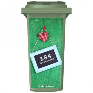 Your House Number Or Name & Street Name On A Chalkboard From A Green Fence Wheelie Bin Sticker Panel